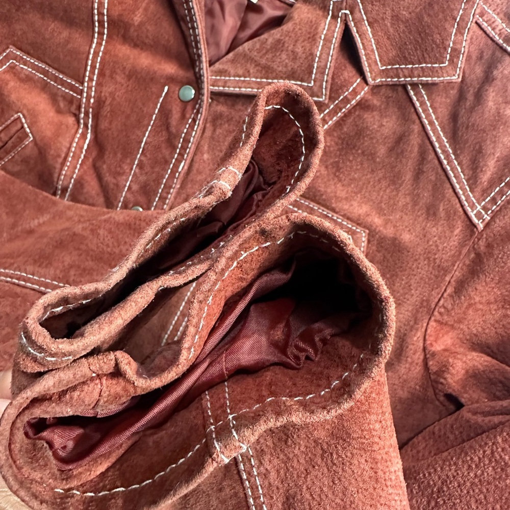 Wilsons Suede Leather Burnt Orange Vintage Jacket Size Medium - Picture 3 of 10